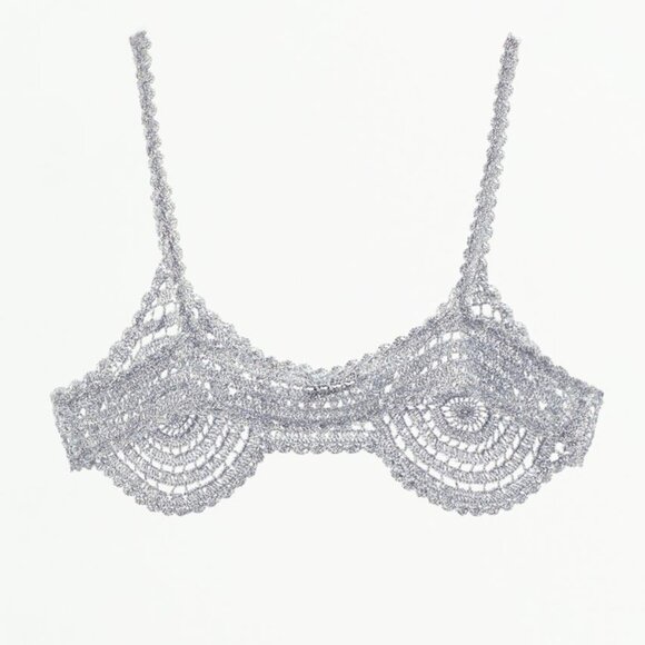 Zara Crochet Top Silver NWT - Picture 4 of 7